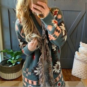 New Women's Aztec Western Cardigan Sweater Coat /  Boho Yellowstone Beth Dutton
